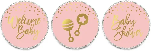Vista 17 de Andaz Press Blush Rosa y Metallic Gold Confeti Lunares Baby Shower Party Collection Banderín colgante con cuerda, Baby Shower, 5 pies, 1 juego