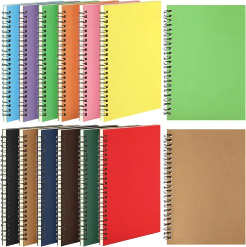 Vista 8 de Leelosp 12 cuadernos pequeños en espiral forrados en espiral, cuaderno con rayas universitarias, cubierta de papel kraft encuadernado con alambre