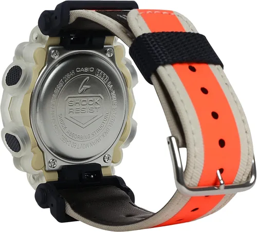 Vista 2 de Casio G-Shock GA900TS-4A - Banda de tela de nailon naranja y beige con bisel translúcido beige ClearBeige talla única