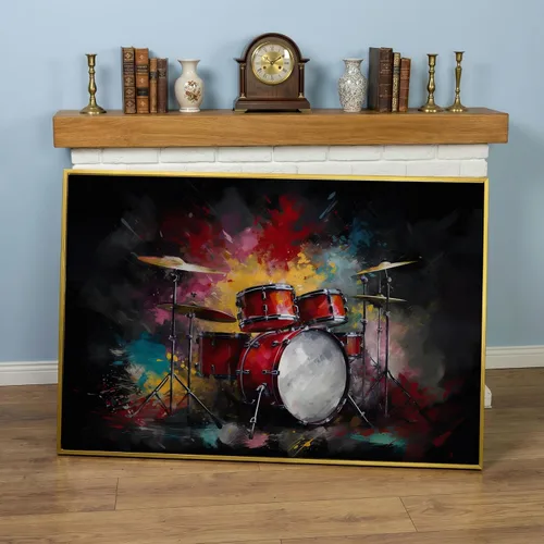 Vista 11 de LuxeWood Arte de Pared Musical en Lienzo - Impresiones Temáticas Musicales Medianas y Grandes para Sala de Estar, Oficina, Estudio, Airbnb