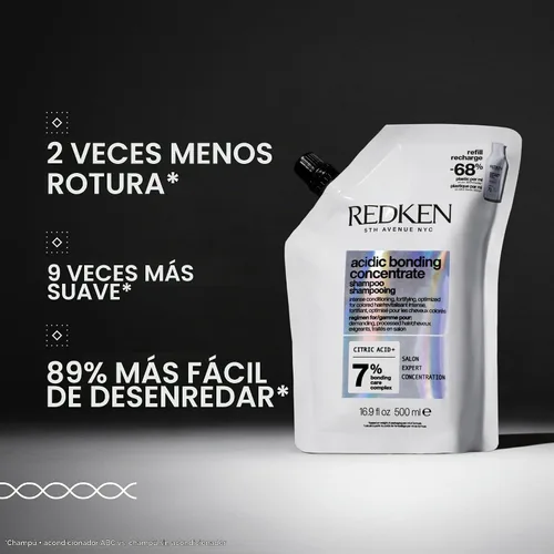 Vista 2 de Redken Champú de unión para reparación de cabello dañado Concentrado de unión ácido Para todo tipo de cabello Recarga 16.9 onzas líquidas