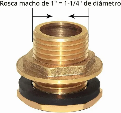 Vista 7 de Joywayus 1" macho y sin hembra interior de latón macizo conector de tanque de agua accesorio de tanque de mamparo con anillo de goma estabilizador