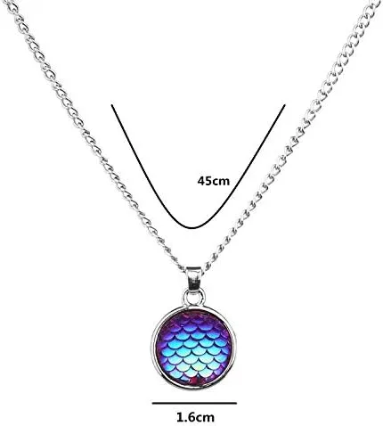 Vista 2 de wllay en oro y plata escala de peces de sirena del encanto del collar clavícula collar de color rosa