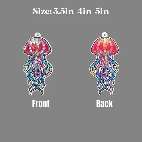 Vista 2 de ThangPhamShop - Adorno de holograma de cristal roto con forma personalizada para amantes de las medusas - Adorno con tema de medusas