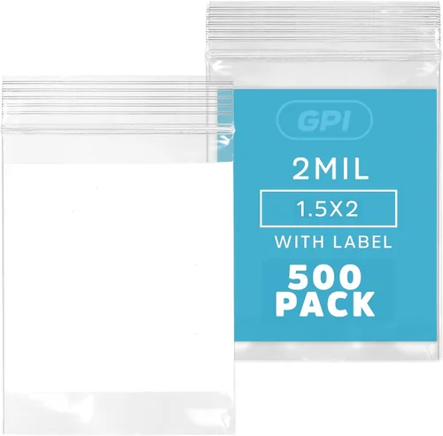 Vista 42 de GPI Paquete de 100 bolsas de plástico transparente de 1.5 x 2 pulgadas con cierre de cremallera, bolsas de polietileno resistentes y duraderas de 2