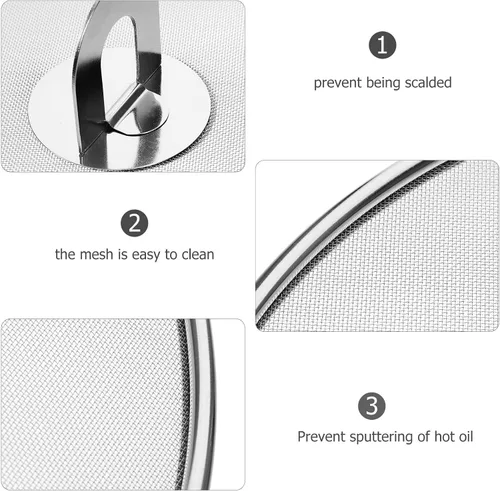 Vista 8 de Fine Mesh Splatter Screen Stainless Steel Grease Guard for Skillets