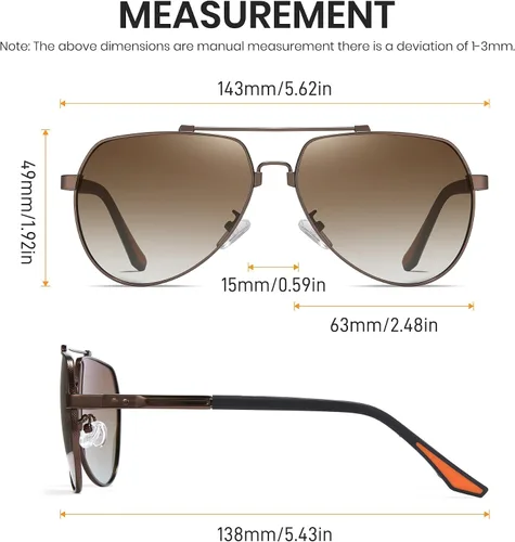 Vista 6 de Cyxus Aviator Polarized Sunglasses Men Women,Metal Frame Spring Temples Vintage Retro Style Beach Driving 1048