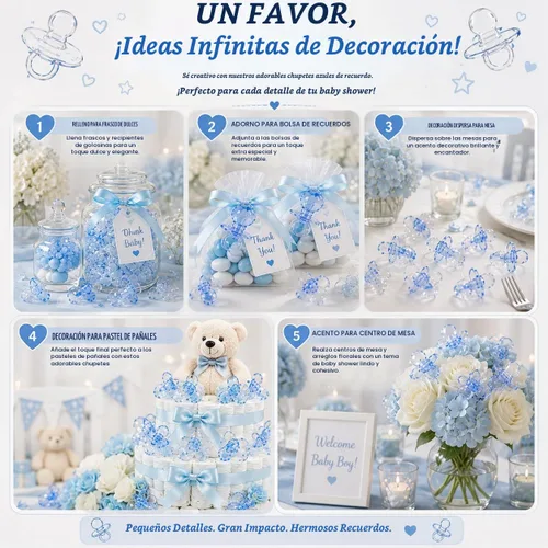 Vista 5 de Chupete de bebé de 2.5 pulgadas para decoración de baby shower (azul, 36 unidades)