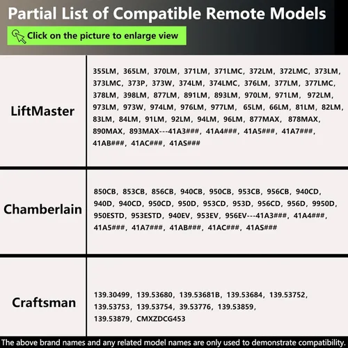 Vista 3 de 2 llaveros universales para abrir puertas de garaje, 4 botones, programable, compatible con abridor Liftmaster Chamberlain Craftsman con botón