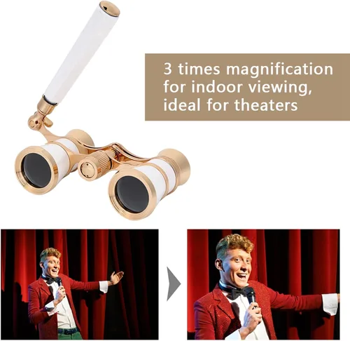Vista 7 de Lentes binoculares de ópera para telescopio, 3 x 25, mini gafas de teatro portátiles con transporte, binoculares de teatro compacto con mango