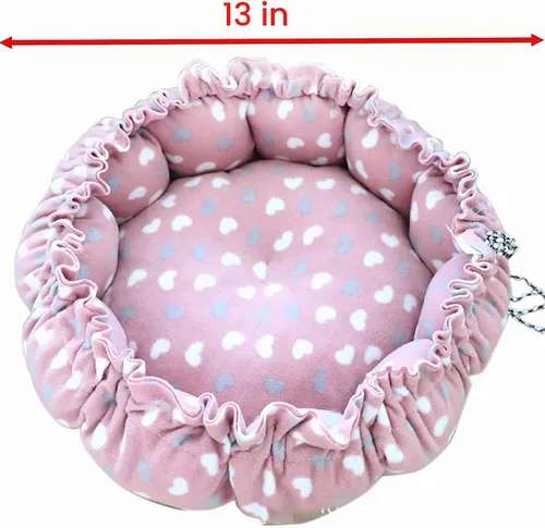 Vista 3 de Cama para gatos, nido de algodón rosa de 13 pulgadas de diámetro, para gatos, perros y otras mascotas (pequeño)