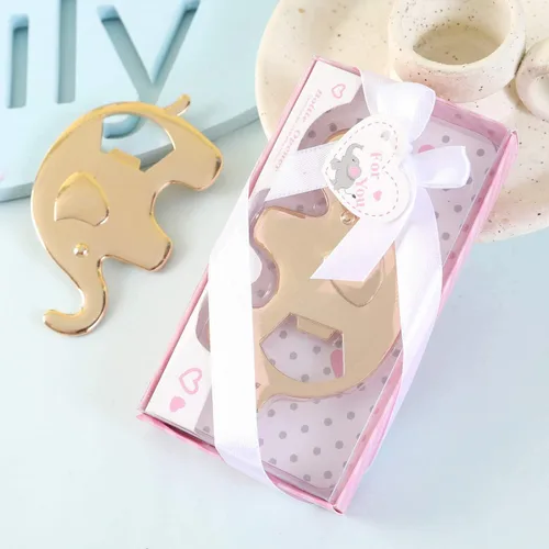 Vista 6 de Paquete de 12 abridores de botellas para niñas, regalos de fiesta de baby shower para invitados, abrebotellas en forma de elefante, regalos de baby