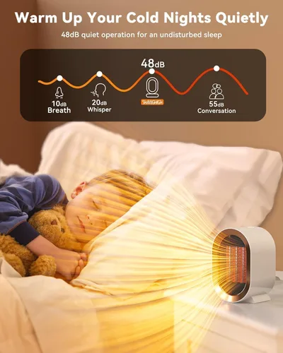 Vista 6 de Calentador Eléctrico de Espacio QQT, Calentadores de Espacio Portátiles de Alta Eficiencia Energética para Uso en Interiores, Ventilador Calentador