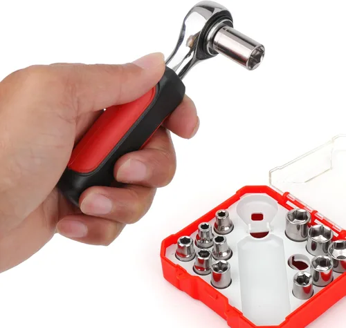 Vista 5 de Apollo Tools - Juego de llaves métricas de 13 piezas de ¼ de pulgada, incluye mango de trinquete de interruptor de retroceso fácil de 1/4 pulgadas