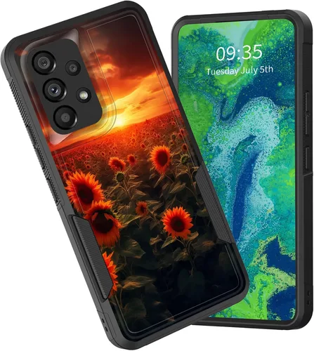Vista 16 de Funda protectora para Galaxy A13 5G, doble capa híbrida resistente a prueba de golpes, policarbonato duro, silicona suave, TPU, funda protectora