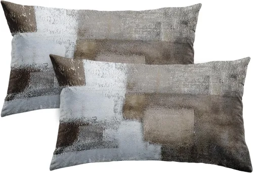 Vista 20 de Britimes Fundas de almohada modernas para decoración del hogar, 16 x 16 pulgadas, juego de 2 fundas de almohada de pintura al óleo abstracta