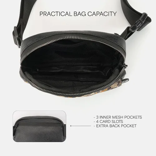 Vista 3 de C.C Bolsa de cintura para mujeres – Riñonera acolchada cruzada para el cuerpo con correa ajustable, idea de regalo de moda, Ajuste regular