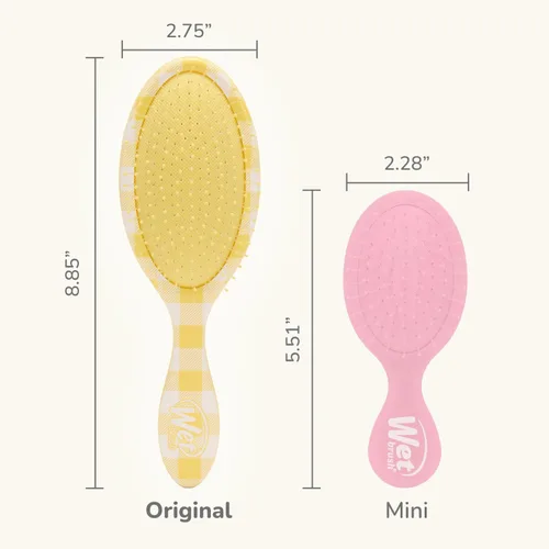 Vista 5 de Wet Brush - Cepillo desenredante Original, Gingham Dorado (Encanto Costero), cerdas ultrasuaves IntelliFlex que se deslizan a través de los nudos