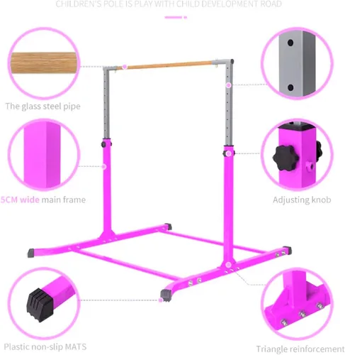 Vista 2 de ProGymnastics - Barra de gimnasia rosa con funda extraíble de EVA suave, 5 pies, barras de kip, rosa, gimnasia, fibra de vidrio, barra de gimnasia