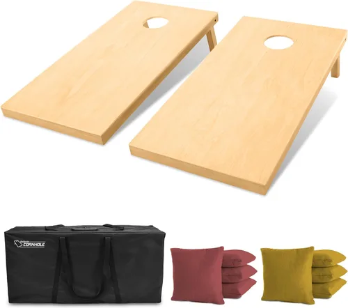 Vista 8 de GoSports 4 ft x 2 ft Regulation Size Wooden Cornhole Boards Set with Natural Wood Stain Finish - Includes Carrying Case