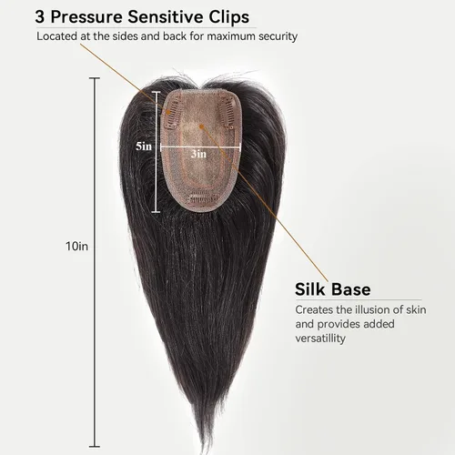 Vista 5 de HAIRCUBE Pelucas de cabello humano 100% con flequillo, densidad 150%, base de seda, clip en la parte superior, pelucas de cabello superior