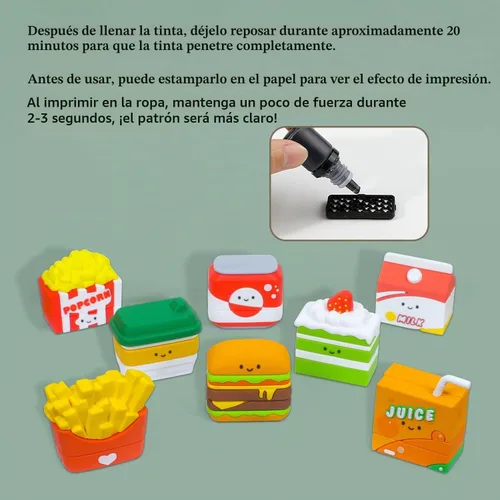 Vista 8 de Sello personalizado con nombre para niños, impermeable, juego de sellos de ropa 6 en 1