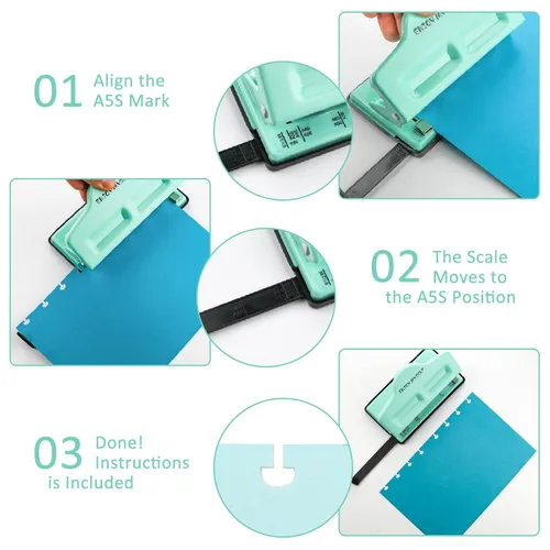 Vista 7 de Gocreate Mint Planner Hole Punch 11 discos de encuadernación suministrados ajustable para planificadores felices encuadernados en disco, perfora tu