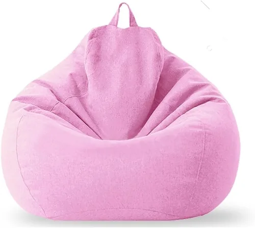 Vista 10 de SXBCyan Funda para puf, funda grande de lino y algodón, fundas para sofá, sillas, puff relax (color beige, blanco, funda, tamaño: M - 27.6 in)