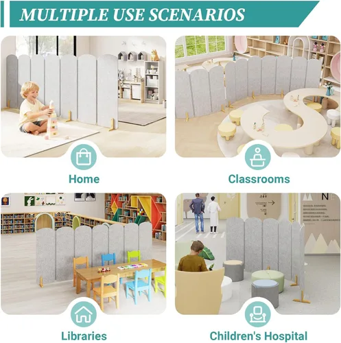 Vista 8 de Divisor de habitación plegable para niños, partición independiente para aula, pantalla de juegos para niños, separador de sala de juegos para niños