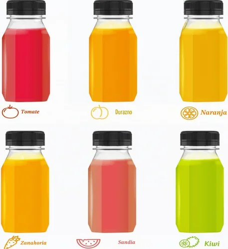 Vista 4 de Hulless 10 Piezas Botellas de Jugo de Plástico de 4 Onzas Recipientes de Bebidas Botellas de Jugo con Tapas Negras, Adecuadas para Jugos, Batidos