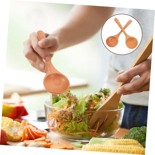 Vista 4 de LABRIMP Juego de 2 cucharas grandes, cucharas de sopa asiáticas, cucharas de mezcla para cocinar, cucharón, cuchara de ramen, utensilios de cocina