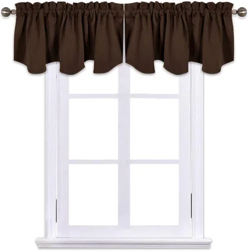 Vista 44 de NICETOWN - Cortinas con valances azul piedra para ventana de sala de estar, dormitorio, baño, 2 paneles estilo granja rústico para comedor, cortinas