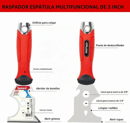 Vista 2 de Kit de herramientas de mano para paneles de yeso, juego de cuchillos de masilla de acero inoxidable, incluye cuchillo de cinta, cuchillo de cinta