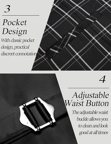 Vista 5 de COOFANDY Chaleco de traje de negocios para hombre, chaleco de vestir casual, chaleco ajustado