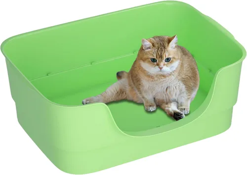 Vista 10 de Caja de arena extra grande para gatos grandes, lados altos y diseño de entrada baja, 23.43 x 16.73 x 8.46 pulgadas, espacioso inodoro antiderrames