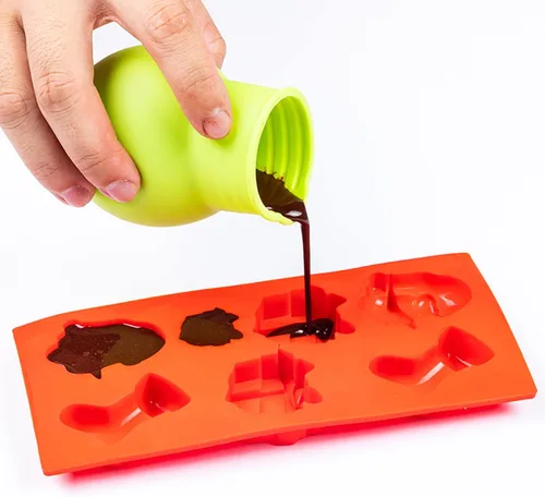 Vista 7 de 6 piezas de olla de silicona para derretir chocolate, salsa de mantequilla, leche y microondas, herramienta de vertido para hornear
