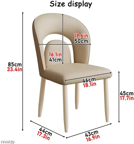 Vista 3 de YVYKFZD Leather Dining Chairs, Kitchen Chairs Set with Curved Back, Upholstered Dining Room Chair, Armless Comfy Side Chair, for Living Room, Dark