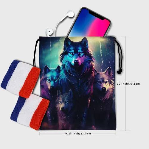 Vista 202 de Bolsa de agarre de gimnasia de piel de animal, bolsa de gimnasia con cordón ajustable, bolsa de cuerda para fauna silvestre, Mariposas Galaxy