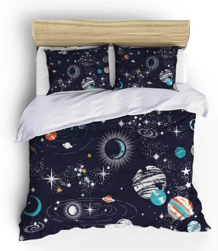 Vista 10 de Juego de ropa de cama de béisbol para niños, juego de edredón de bandera estadounidense con temática deportiva, tamaño individual, decoración