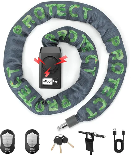 Vista 9 de Cerradura de cadena antirrobo para bicicleta, cerradura de bicicleta de seguridad de 110 dB, cerradura de cadena de 0.315 in x 4 pies con llave