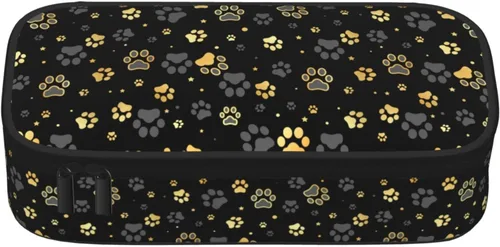 Vista 2 de Perinsto Estuche de lápices Golden Dogs Animal Paws de gran capacidad, caja de papelería con múltiples compartimentos, organizador de escritorio