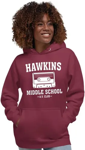 Vista 3 de fresh tees Stranger - Sudadera unisex para mujer y hombre, Hawkins Middle School A.V. Club Sudadera con capucha