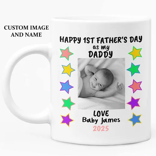 Vista 2 de Taza personalizada para papá por primera vez, taza de café para el primer día del padre, primera vez, regalo para papá nuevo, idea del día
