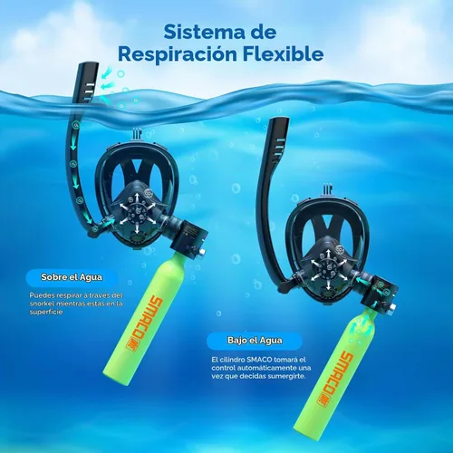 Vista 2 de SMACO Mini Scuba Tank with Snorkel Mask, 0.5L Lung Air Tank Sub Mask