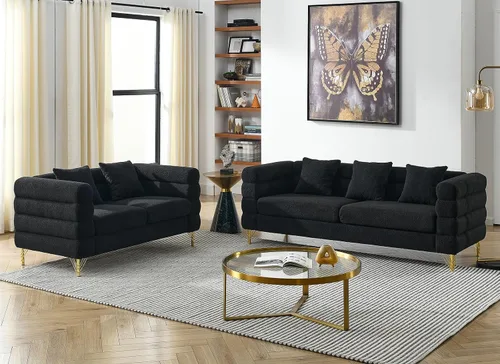 Vista 19 de Cómodo sofá de 3 plazas, sofá Boucle de gran tamaño de 81 pulgadas con diseño de asiento profundo, sofá tapizado con 2 almohadas, moderno sofá