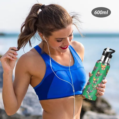 Vista 6 de Cute Dogs Vibrant Green Insulated Water Bottle 20 Oz, BPA-Free Sports Water Bottle Leakproof Water Bottles