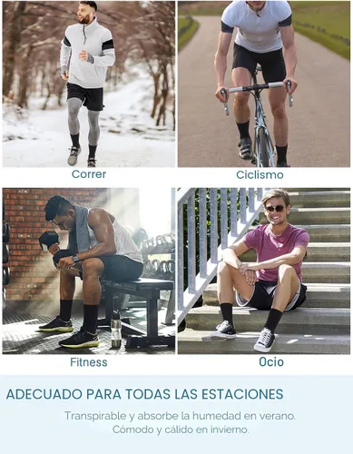 Vista 7 de Airacker Calcetines atléticos para correr y correr para hombre y mujer Negro