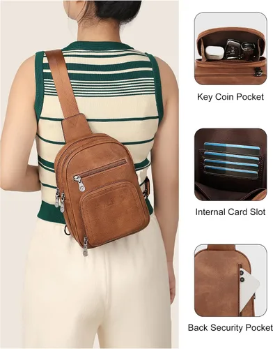 Vista 6 de FADEON Bolsos tipo bandolera y bolso para portátil para mujer Colección Marrón