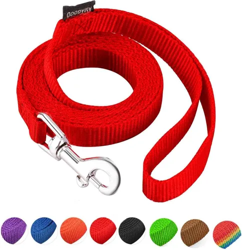 Vista 57 de AMAGOOD 6 pies de correas para cachorros/perros, correa de estilo tradicional resistente con gancho de cuello fácil de usar, correa para perros Negro