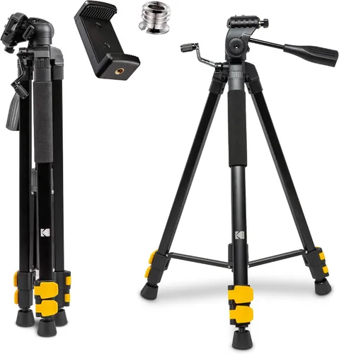 Vista 8 de Kodak PhotoGear Trípode de 62 pulgadas con control remoto Trípode de aluminio compacto de 3 secciones que se ajusta de 22 a 62 pulgadas, placa